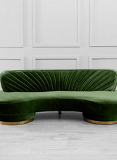 Northpol 3 Seater Velvet Sofa in Green - Elegant Comfort 242cm x 100cm x 78cm - Cotton Home