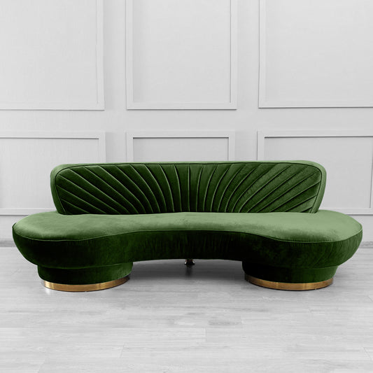 Northpol 3 Seater Velvet Sofa in Green - Elegant Comfort 242cm x 100cm x 78cm - Cotton Home