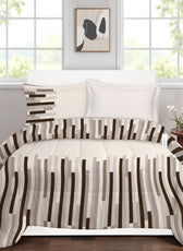 Premium Cotton 4PC Bedding Set Kids Comforter Set 160x220cm Choco Stripes