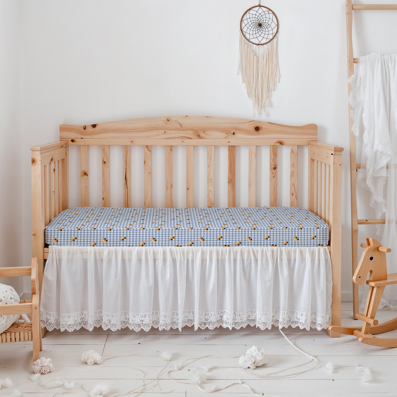 Premium Cotton 2PC Crib Sheets (120x60 cm) Soft, Breathable, Fitted Baby Mattress Sheets Little Cars