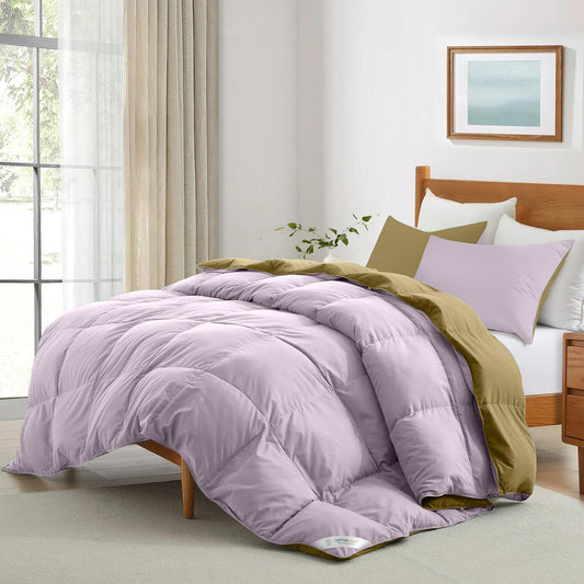 All Season Lilac Super Soft Reversible Comforter Set 220x240cm with 2 Pillow Case - Cotton Home