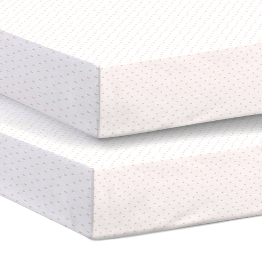 Premium Cotton 2PC Crib Sheets (120x60 cm) Soft, Breathable, Fitted Baby Mattress Sheets Pastel Clouds