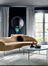 Luxe Lounge Luxurious Camel Velvet 3 Seater Sofa - 241cm Chic & Comfortable Lounge Seating - Cotton Home