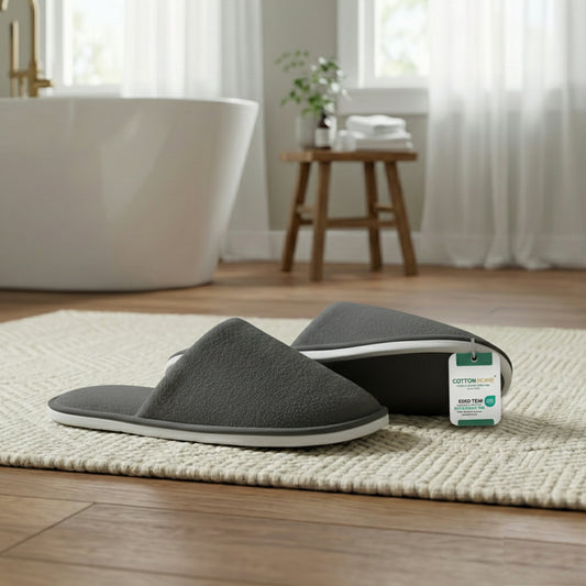 Turkish Luxury Spa Slippers for Men and Women Pack of 2 set - Soft Lightweight Gray