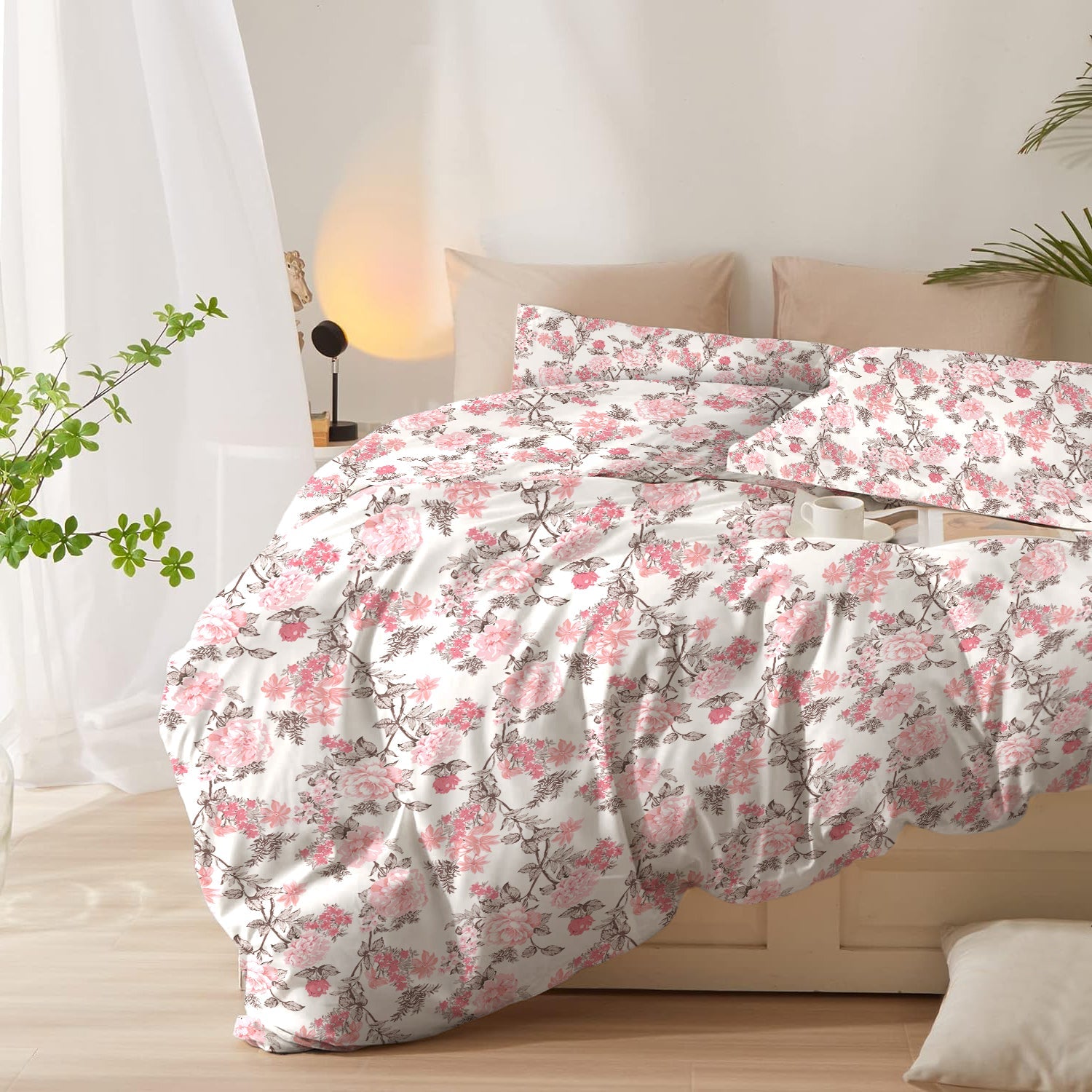 Duvet Cover 4 piece set Super King size High quality 240x260 duvet cover with Fitted sheet and pillow cases Abstract Harmony - Cotton Home