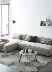 Comfort Max L-Shaped 4 Seater Sofa Velvet Fabric - Light Beige -  L290cm x W178cm x H70cm - Cotton Home