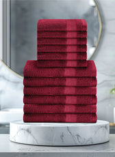Cotton Face Towel and Hand Towel 12 Piece Set-Soft Feel, Quick Dry, Highly Absorbent Durable Towels - Cotton Home