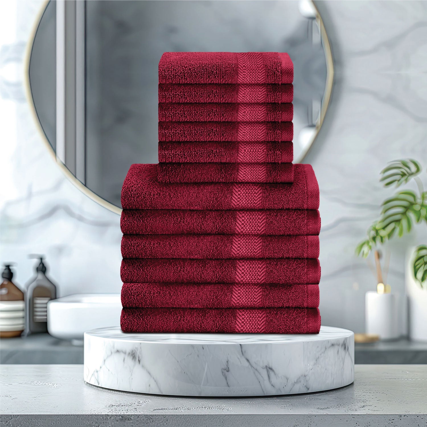 Cotton Face Towel and Hand Towel 12 Piece Set-Soft Feel, Quick Dry, Highly Absorbent Durable Towels - Cotton Home