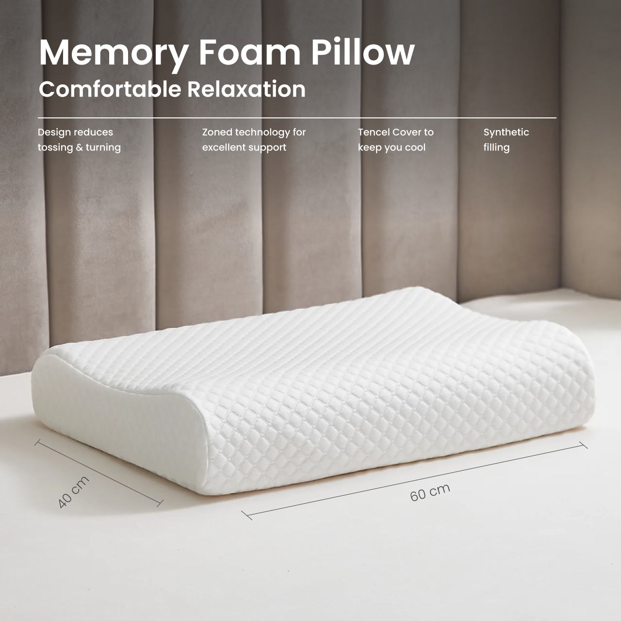 High Quality Standard Size 40x60 (9x11) Knitted Anti Snore Contour Cervical Neck Support Memory Foam Pillow with Washable White Cover - Cotton Home