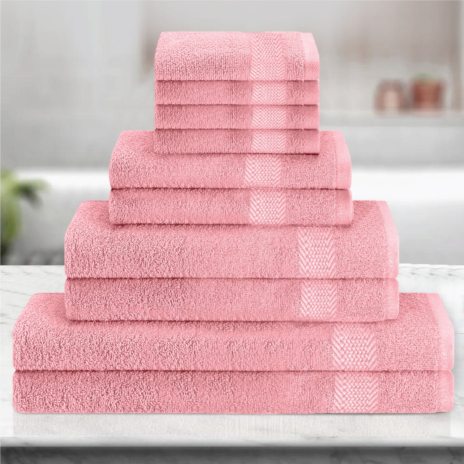 Cotton Towels 10 Piece Set-Soft Feel, Quick Dry, Highly Absorbent Durable Towels - Cotton Home