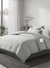 Embroidered 6-Piece King Duvet Cover Set Floral Grey Microfiber Bedding Set 220×240cm