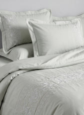 Embroidered 6-Piece King Duvet Cover Set Floral Grey Microfiber Bedding Set 220×240cm