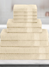 Cotton Towels 10 Piece Set-Soft Feel, Quick Dry, Highly Absorbent Durable Towels - Cotton Home