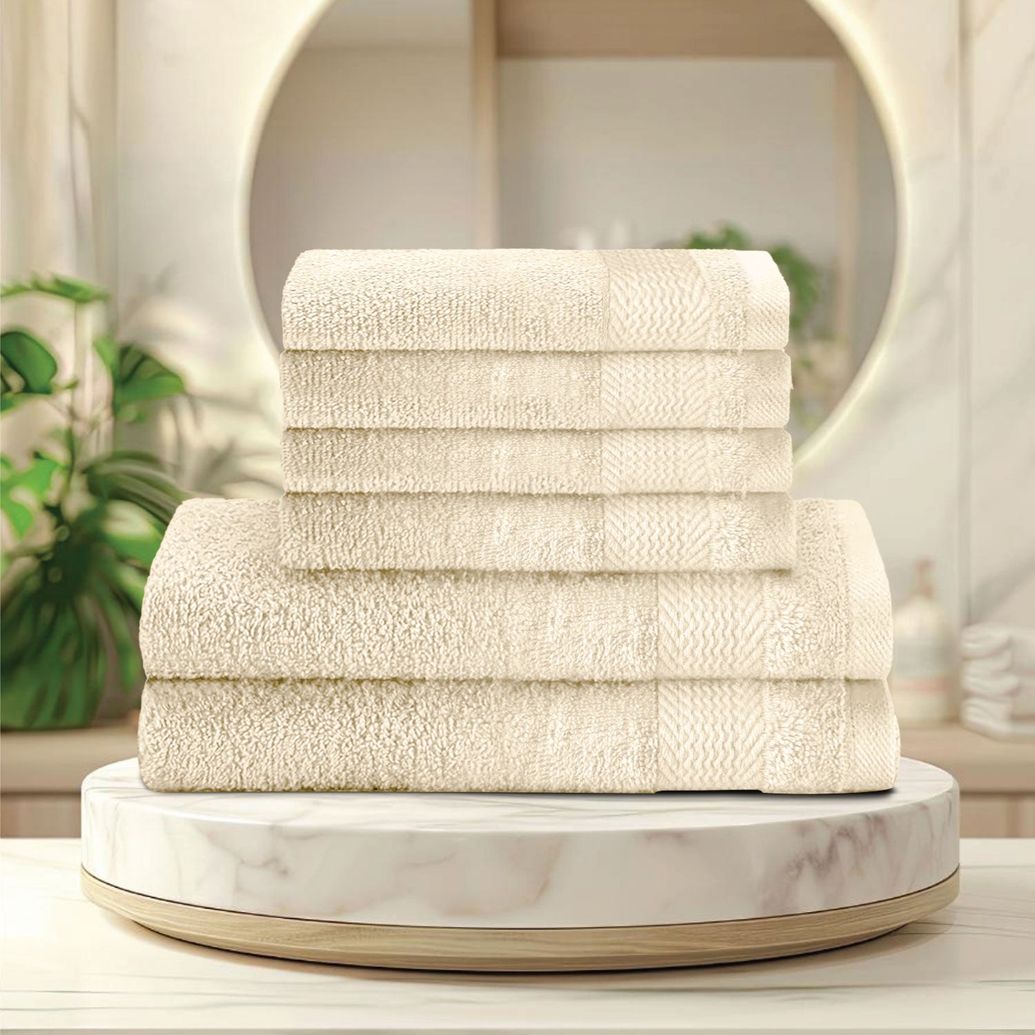 Cotton Face Towel and Hand Towel 6 Piece Set-Soft Feel, Quick Dry, Highly Absorbent Durable Towels - Cotton Home