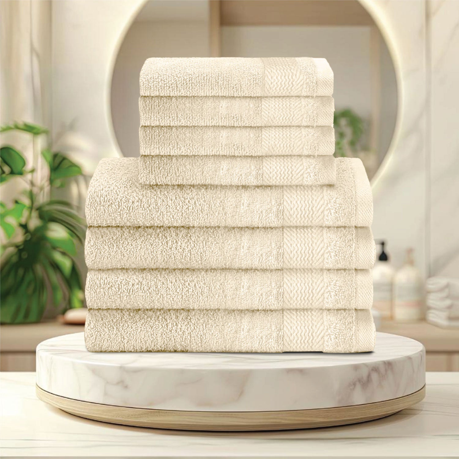 Cotton Face Towel and Hand Towel 8 Piece Set-Soft Feel, Quick Dry, Highly Absorbent Durable Towels - Cotton Home