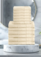 Cotton Face Towel and Hand Towel 12 Piece Set-Soft Feel, Quick Dry, Highly Absorbent Durable Towels - Cotton Home