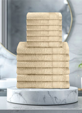 Cotton Face Towel and Hand Towel 12 Piece Set-Soft Feel, Quick Dry, Highly Absorbent Durable Towels - Cotton Home