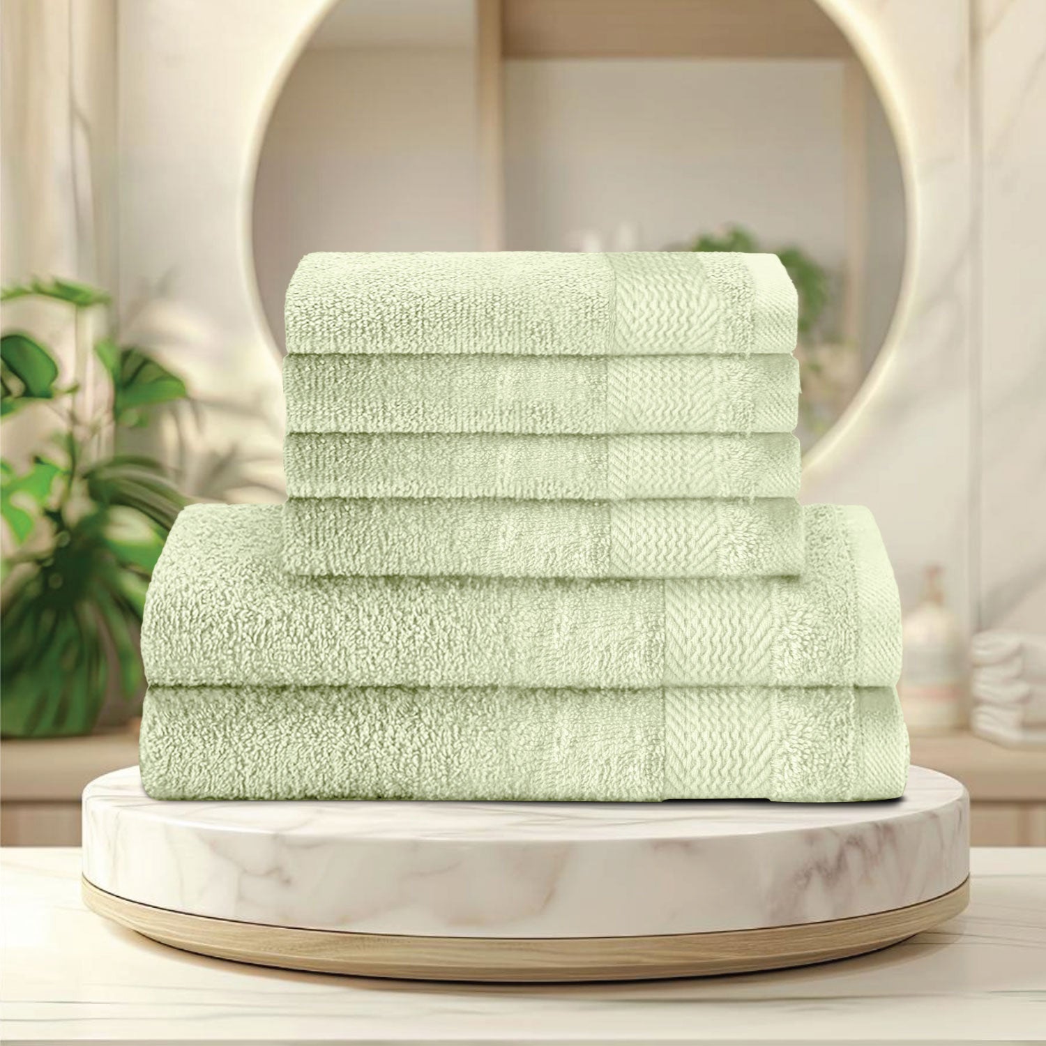 Cotton Face Towel and Hand Towel 6 Piece Set-Soft Feel, Quick Dry, Highly Absorbent Durable Towels - Cotton Home