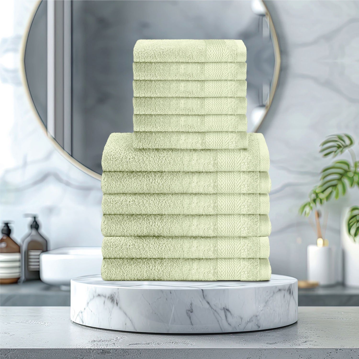 Cotton Face Towel and Hand Towel 12 Piece Set-Soft Feel, Quick Dry, Highly Absorbent Durable Towels - Cotton Home