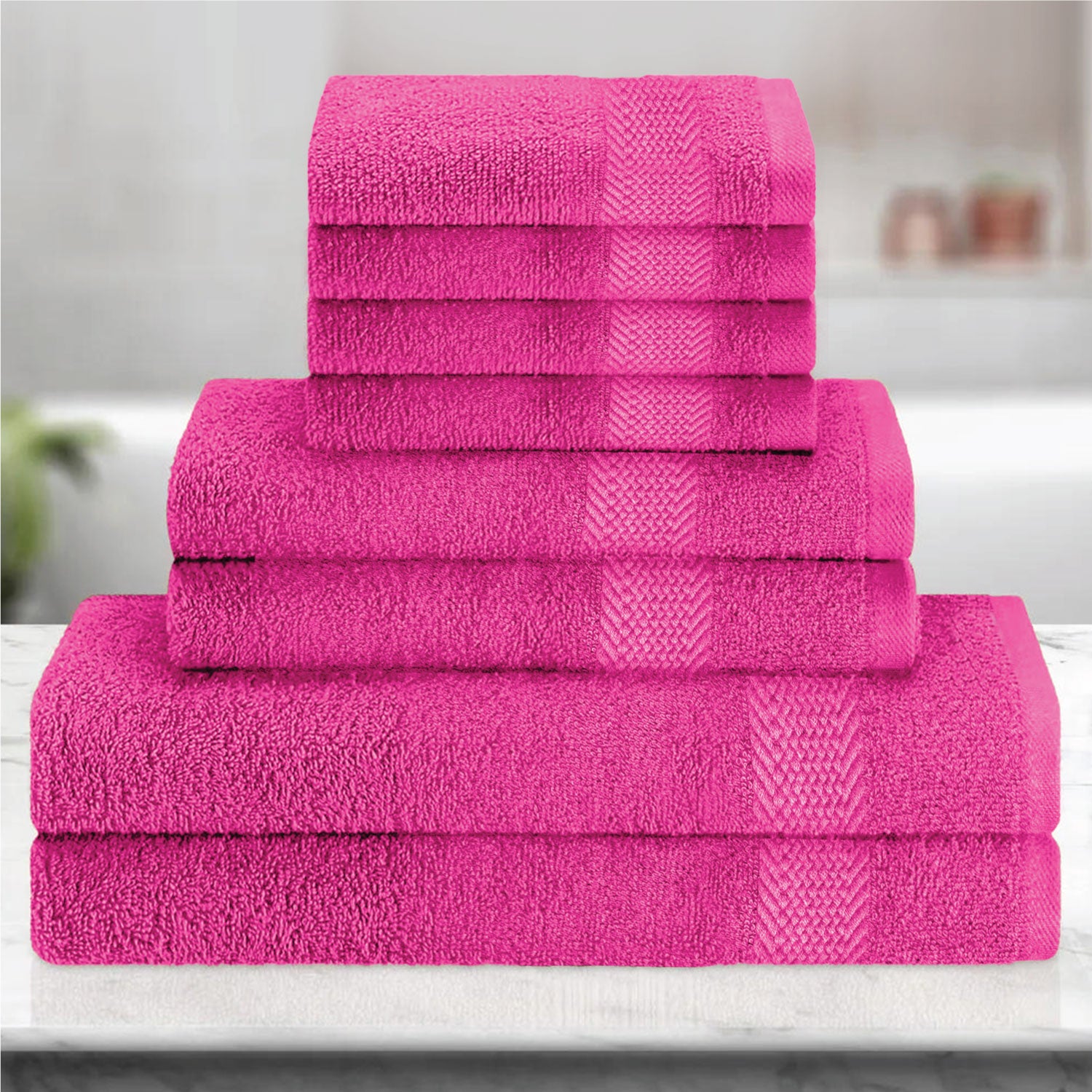 Cotton 6 Piece Towel Set-Soft Feel, Quick Dry, Highly Absorbent Durable Towels - Cotton Home
