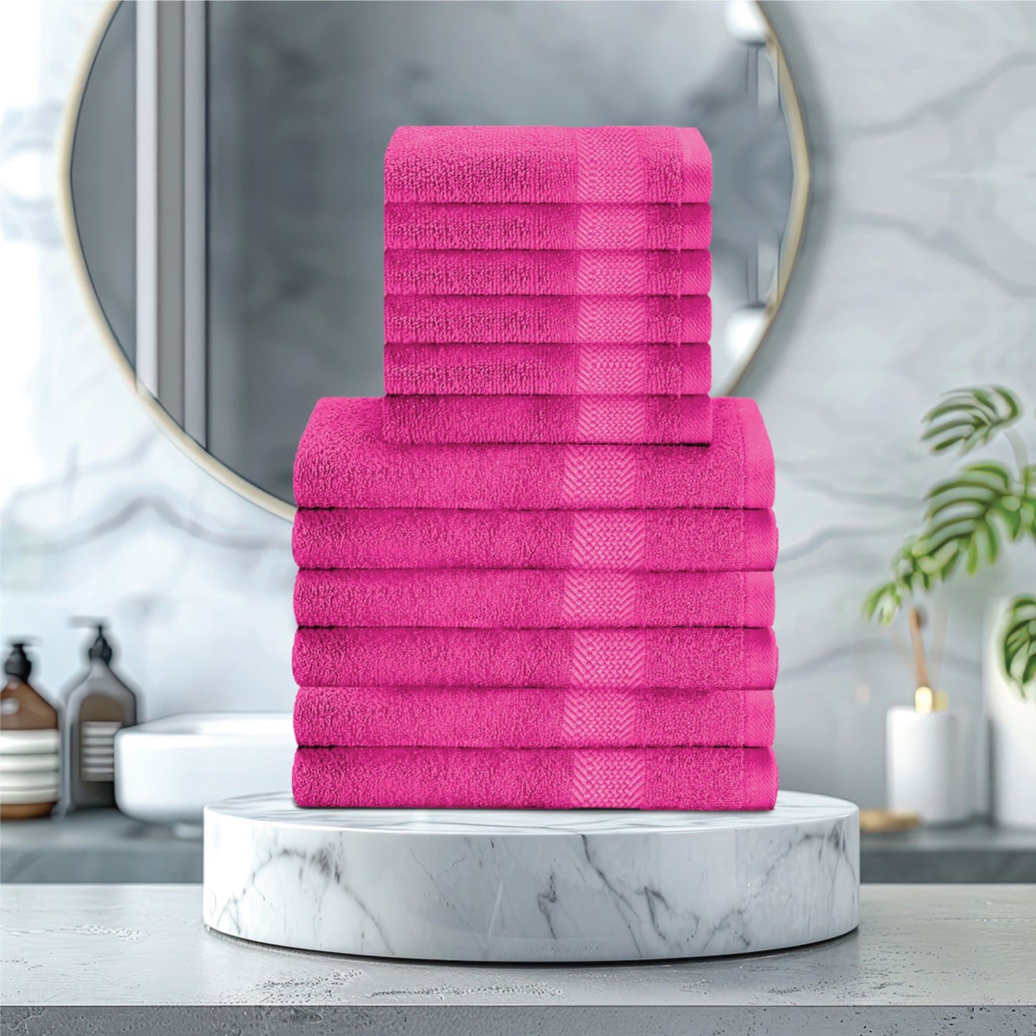 Cotton Face Towel and Hand Towel 12 Piece Set-Soft Feel, Quick Dry, Highly Absorbent Durable Towels - Cotton Home