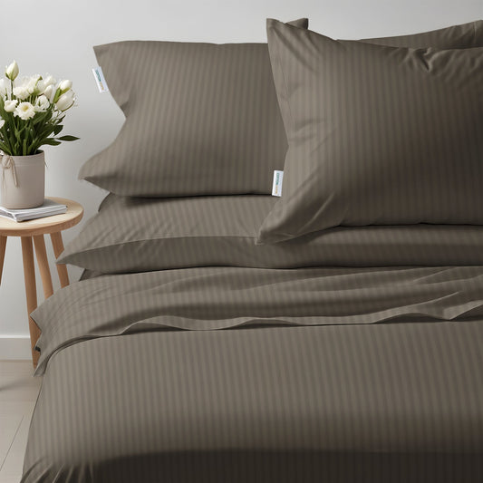 6 Piece  Duvet Cover Set 220x240cm King - Gray Stripe - Cotton Home