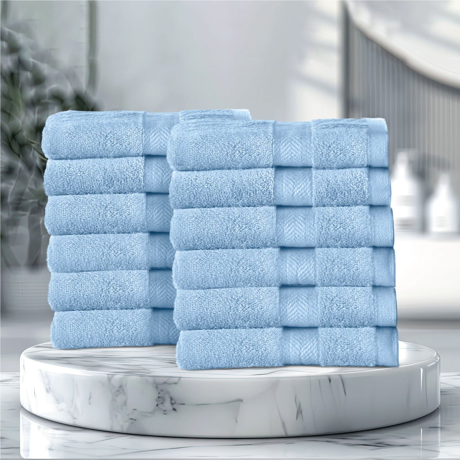 Cotton Face Towel 30x30 CM 12 Piece Set-Soft Feel, Quick Dry, Highly Absorbent Durable Towels - Cotton Home