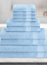 Cotton Towels 10 Piece Set-Soft Feel, Quick Dry, Highly Absorbent Durable Towels - Cotton Home