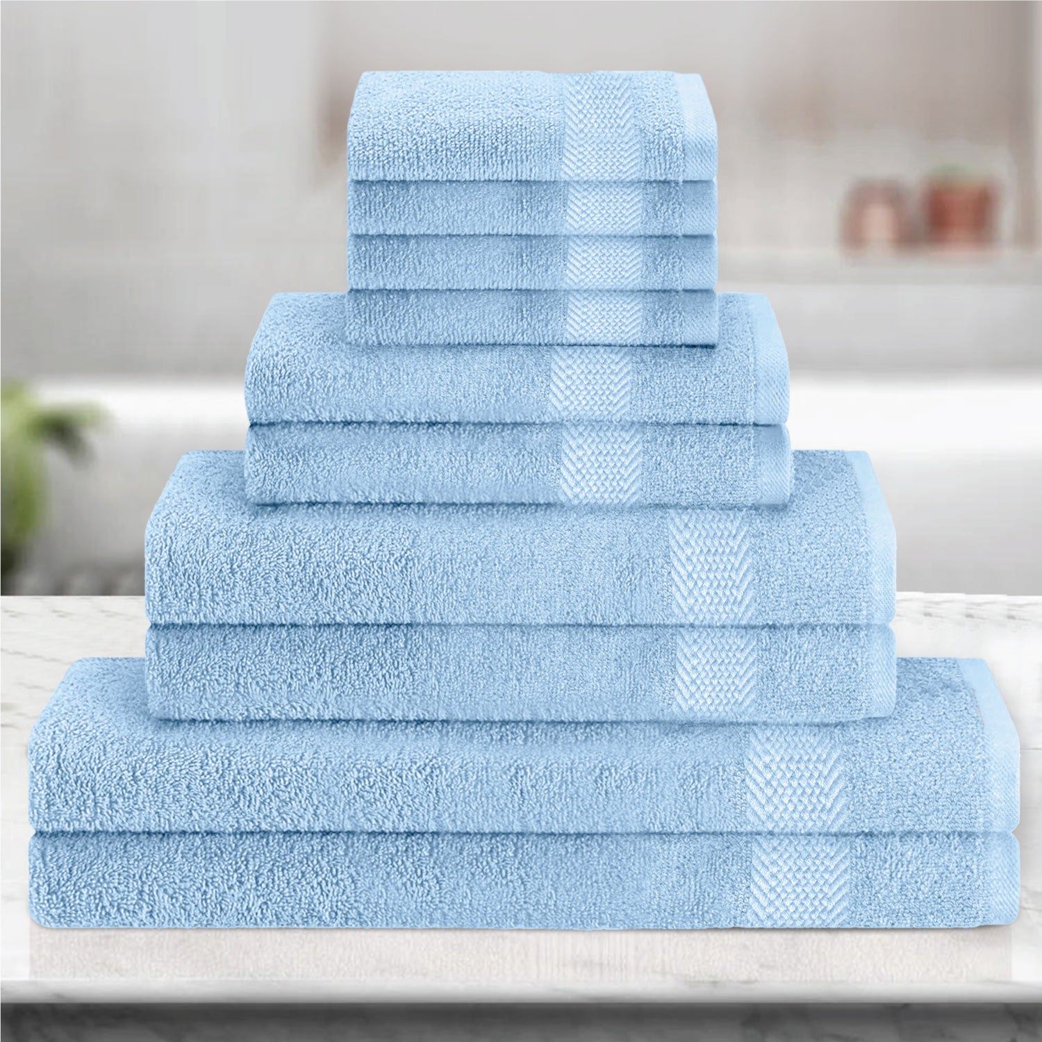 Cotton Towels 10 Piece Set-Soft Feel, Quick Dry, Highly Absorbent Durable Towels - Cotton Home