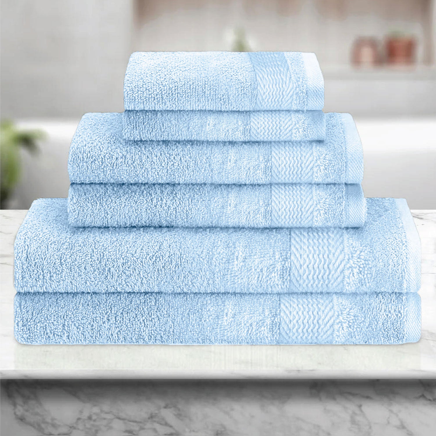 Cotton 6 Piece Towel Set-Soft Feel, Quick Dry, Highly Absorbent Durable Towels - Cotton Home