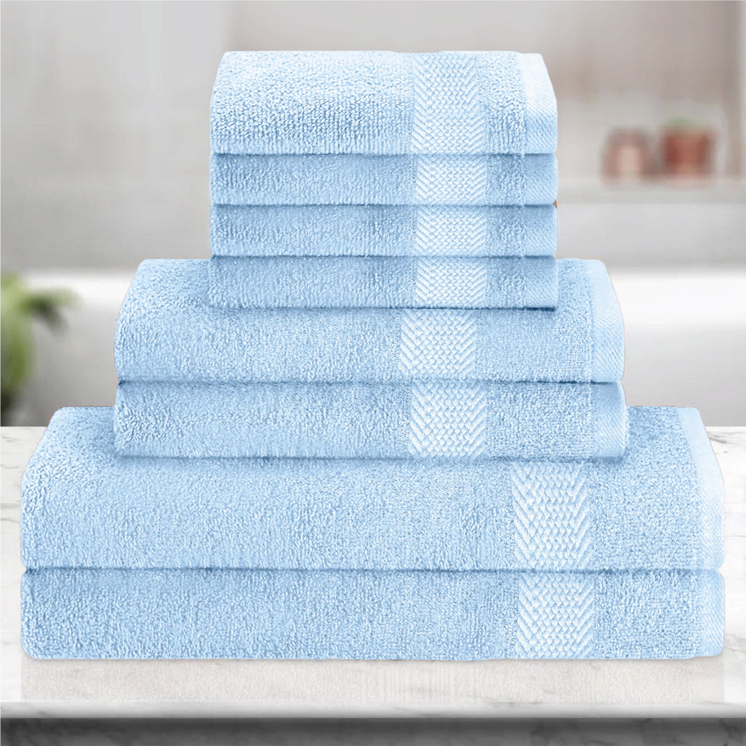 Cotton 6 Piece Towel Set-Soft Feel, Quick Dry, Highly Absorbent Durable Towels - Cotton Home