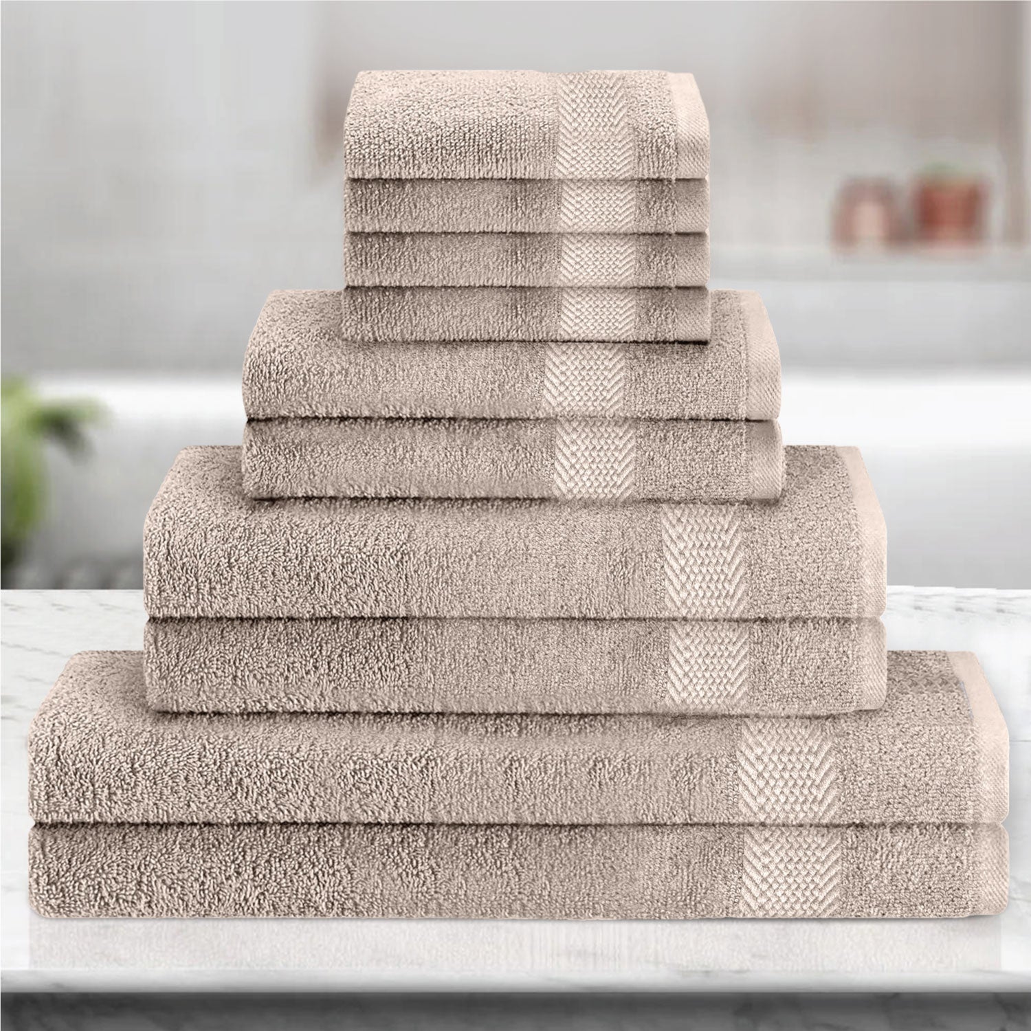 Cotton Towels 10 Piece Set-Soft Feel, Quick Dry, Highly Absorbent Durable Towels - Cotton Home