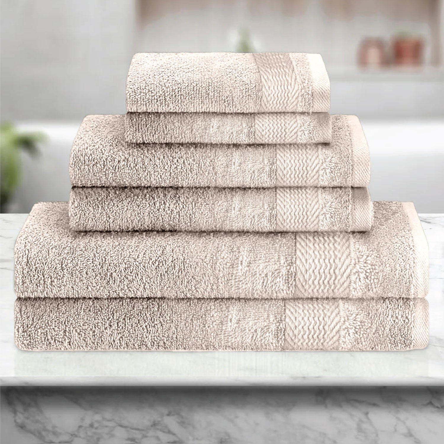 Cotton 6 Piece Towel Set-Soft Feel, Quick Dry, Highly Absorbent Durable Towels - Cotton Home
