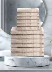 Cotton Face Towel and Hand Towel 12 Piece Set-Soft Feel, Quick Dry, Highly Absorbent Durable Towels - Cotton Home