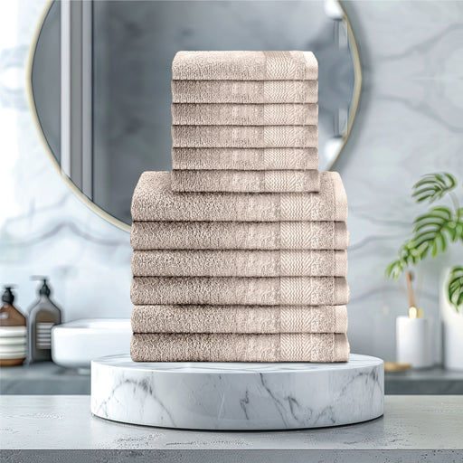 Cotton Face Towel and Hand Towel 12 Piece Set-Soft Feel, Quick Dry, Highly Absorbent Durable Towels - Cotton Home