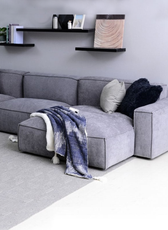 Plufflair L-shape Velvet Grey Sofa - Cotton Home
