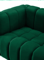 Gwen 3 Seater Sofa - Luxurious Emerald Green Velvet Upholstery - Spacious L231cm x W89cm x H75cm - Cotton Home