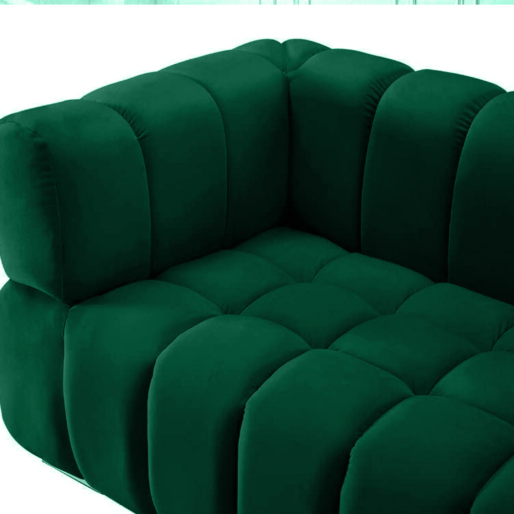 Gwen 3 Seater Sofa - Luxurious Emerald Green Velvet Upholstery - Spacious L231cm x W89cm x H75cm - Cotton Home