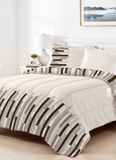 Premium Cotton 4PC Bedding Set Kids Comforter Set 160x220cm Choco Stripes