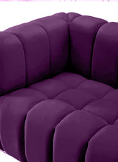 Gwen 3 Seater Sofa Velvet Fabric - Purple - L231cm x W89cm X 75cm - Cotton Home