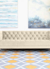 Ector 3-Seater Velvet Tuxedo Arm Sofa - Luxurious Rust Upholstery L220cm x H86cm x W78cm - Cotton Home