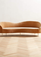 Luxe Lounge Luxurious Camel Velvet 3 Seater Sofa - 241cm Chic & Comfortable Lounge Seating - Cotton Home