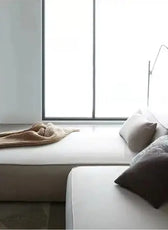 Comfort Max L-Shaped 4 Seater Sofa Velvet Fabric - Light Beige -  L290cm x W178cm x H70cm - Cotton Home