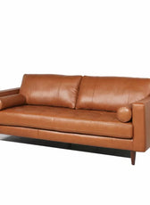 Hixon 3-Seater Faux Leather Sofa L220cm x W83cm x H83cm Brown
