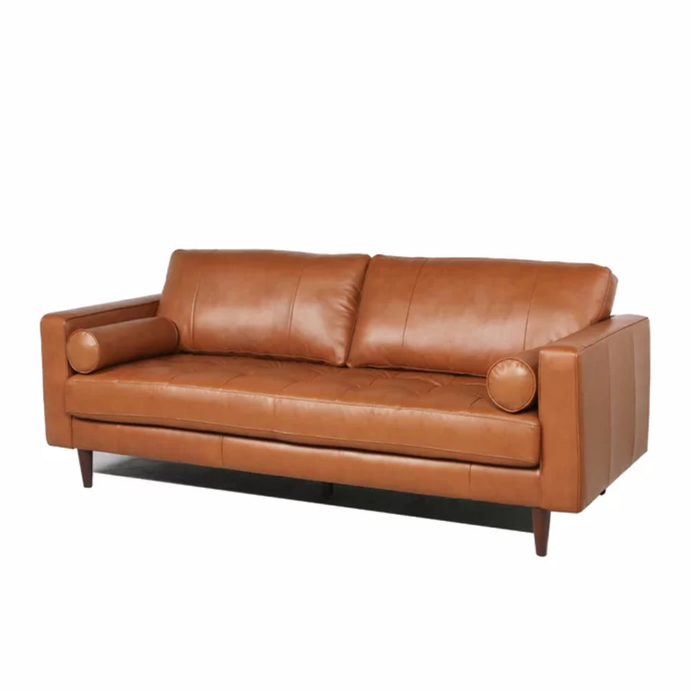 Hixon 3-Seater Faux Leather Sofa L220cm x W83cm x H83cm Brown