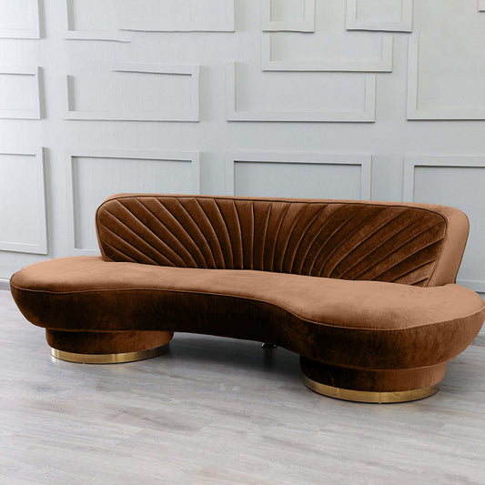 Northpol 3 Seater Sofa Velvet Fabric - Golden - L242cm x W100cm X H78cm - Cotton Home