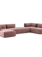 6 Seater Sofa Velvet Fabric - Peach - L680cm x W80cm x H80cm - Cotton Home