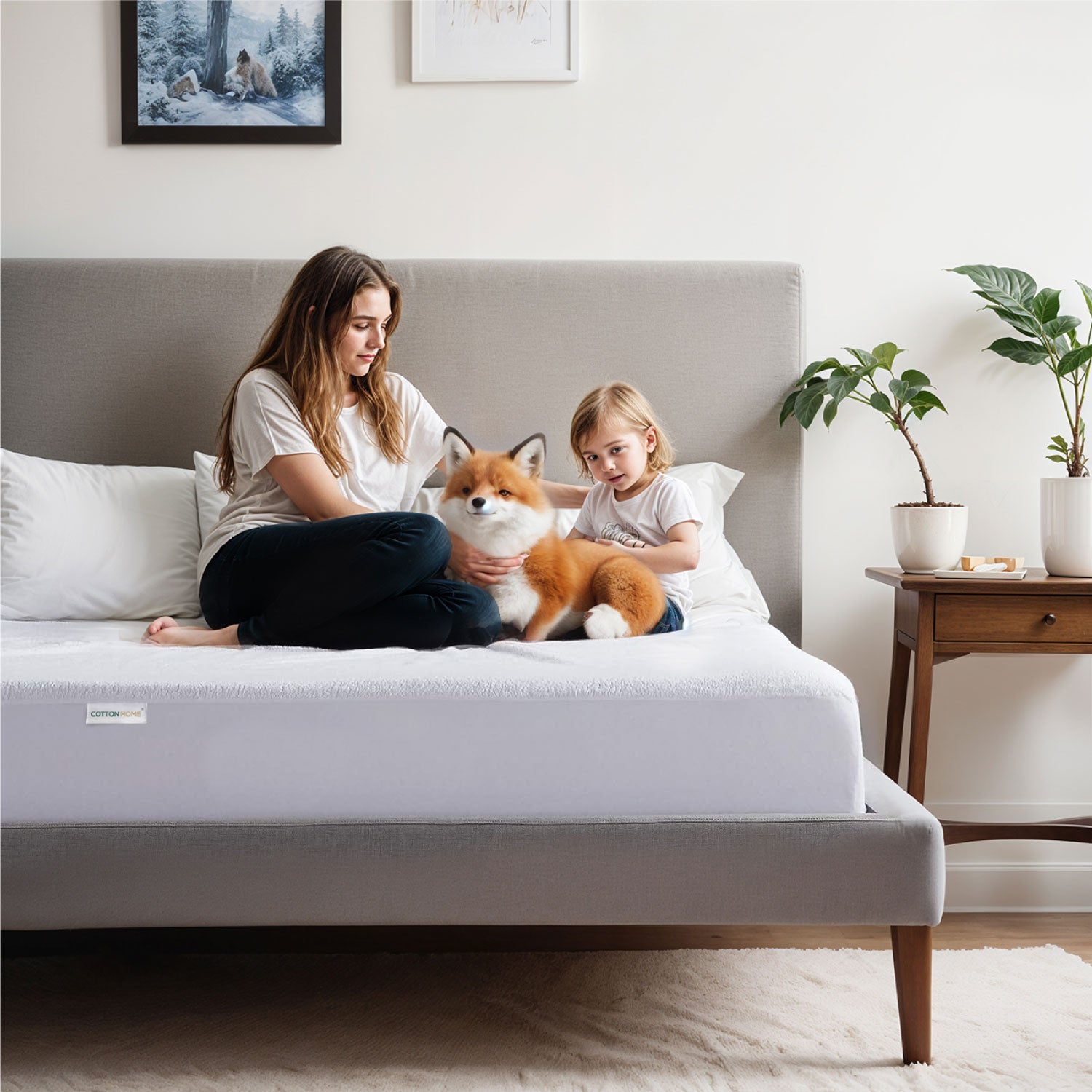 Coral Fleece Waterproof Mattress Protector 90x200+35cm with Deep Pocket - Cotton Home