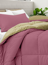 All Season Mauve Super Soft Reversible Comforter Set 220x240cm