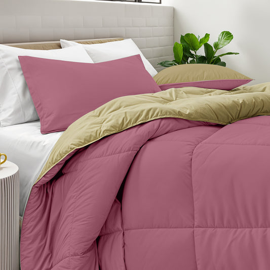 All Season Mauve Super Soft Reversible Comforter Set 220x240cm